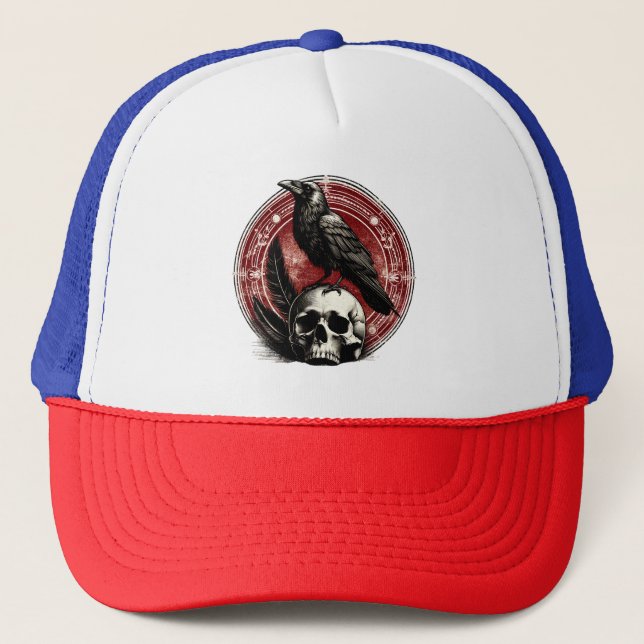 Gorra De Camionero Ravens Black Crow and Skull Witchcraft (Anverso)