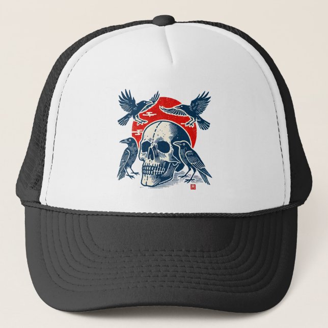Gorra De Camionero Ravens y Skull (Anverso)