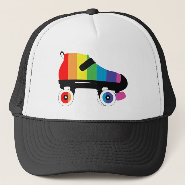 Gorra De Camionero rayas de arco iris de patines (Anverso)