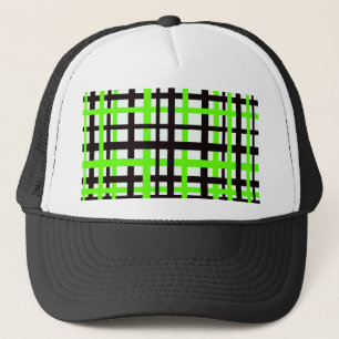 Gorra De Camionero Rayas entrelazadas negras blancas y verdes