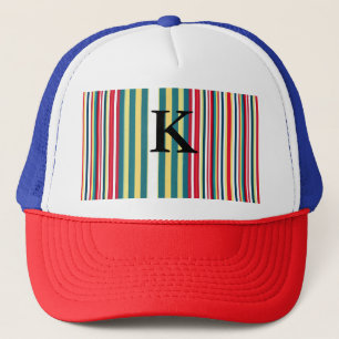 Gorra De Camionero Rayas retro coloridas añaden letra inicial monogra