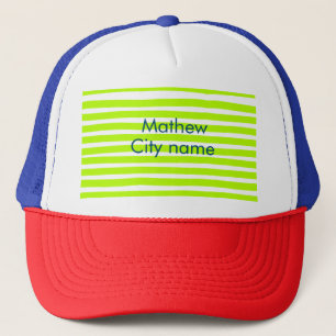 Gorra De Camionero Rayas retro verde neón amarillo agregar nombre ciu