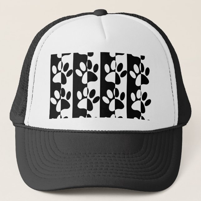 Gorra De Camionero Rayas Y Tiras De Perro Negros Y Blancos (Anverso)