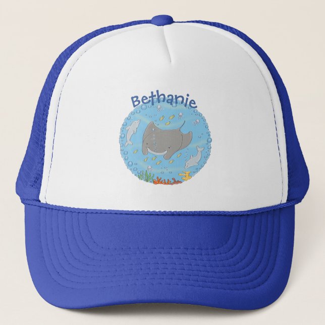 Gorra De Camionero Rayo de manta y burbujas ilustracion personalizado (Anverso)