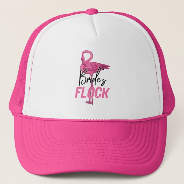 Gorra De Camionero Rebaño de la Novia, Flamingo Dama de Honor Fiesta  (Anverso)