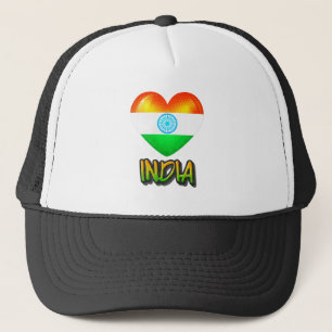 Gorra De Camionero Recorte de corazón con bandera de la India