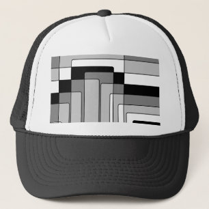Gorra De Camionero Rectángulos blancos y negros abstractos