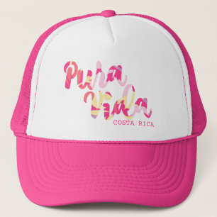 Gorra De Camionero Recuerdo tropical rosado de "Pura Vida" Costa Rica