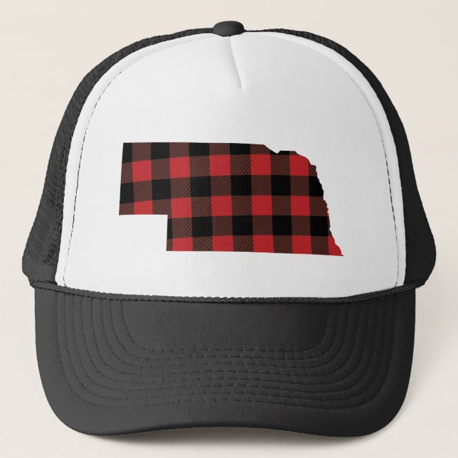 Gorra De Camionero Red Black Buffalo Plaid Nebraska (Anverso)