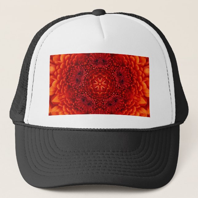 Gorra De Camionero RED DAHLIA FLOWERS Resumen Floral (Anverso)
