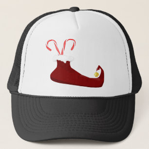 Gorra De Camionero Red Elf Slipper with Candy Canes