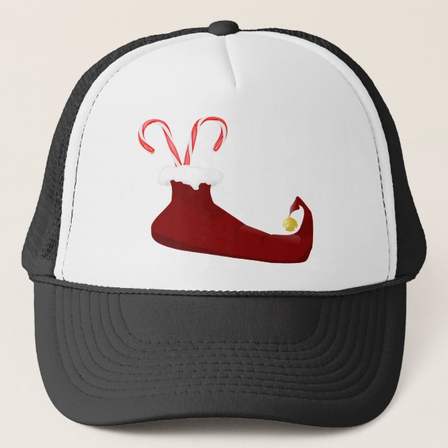 Gorra De Camionero Red Elf Slipper with Candy Canes (Anverso)