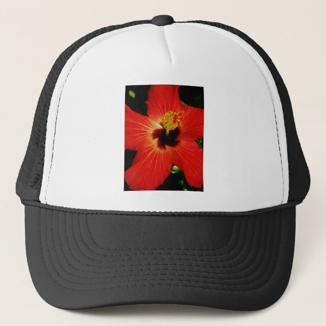 Gorra De Camionero Red Hibiscus (Anverso)