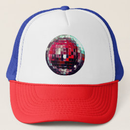 Gorra De Camionero Red Metallic Disco Ball