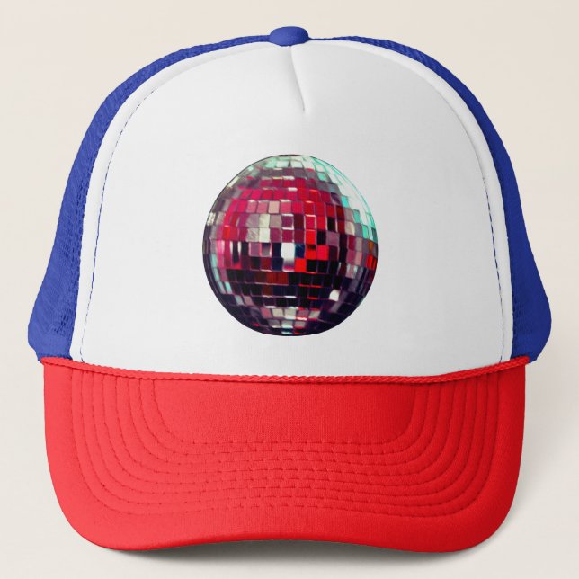 Gorra De Camionero Red Metallic Disco Ball (Anverso)