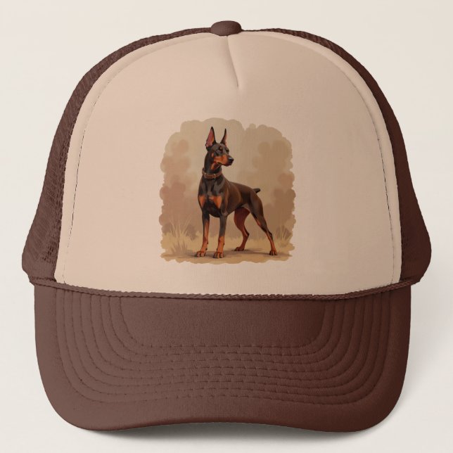 Gorra De Camionero Red Rust Brown Doberman Pinscher Dog (Anverso)