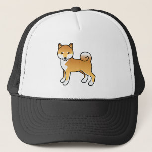 Gorra De Camionero Red Shiba Inu Cute Cartoon Dog Ilustracion