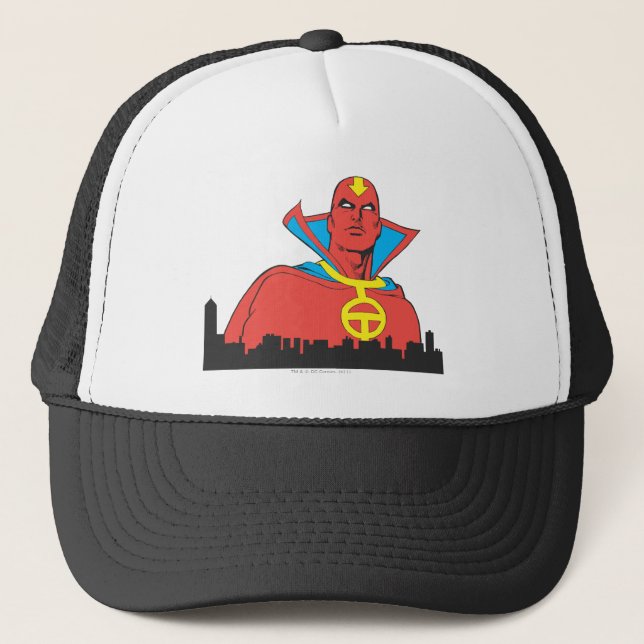 Gorra De Camionero Red Tornado Detrás De Cityscape (Anverso)