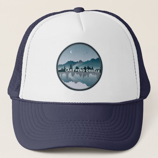 Gorra De Camionero Reflexión sobre el lago Pend Oreille Idaho (Anverso)