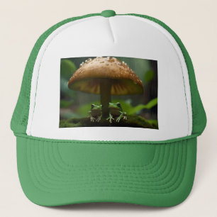 Gorra De Camionero Refugio en el Día de las Lluvias: Ranas refugiándo