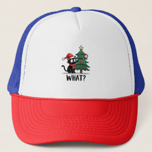 Gorra De Camionero Regalo divertido de gato negro que empuja el árbol