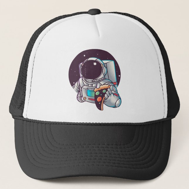 Gorra De Camionero Regalo divertido de pizza para astronauta galaxia, (Anverso)