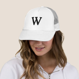 Gorra De Camionero regalo inicial de monograma de recuerdo negro