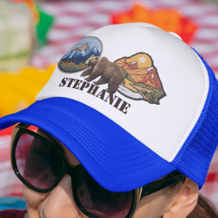 Gorra De Camionero Regalo Personalizado Oso Parche Falso Montañas 