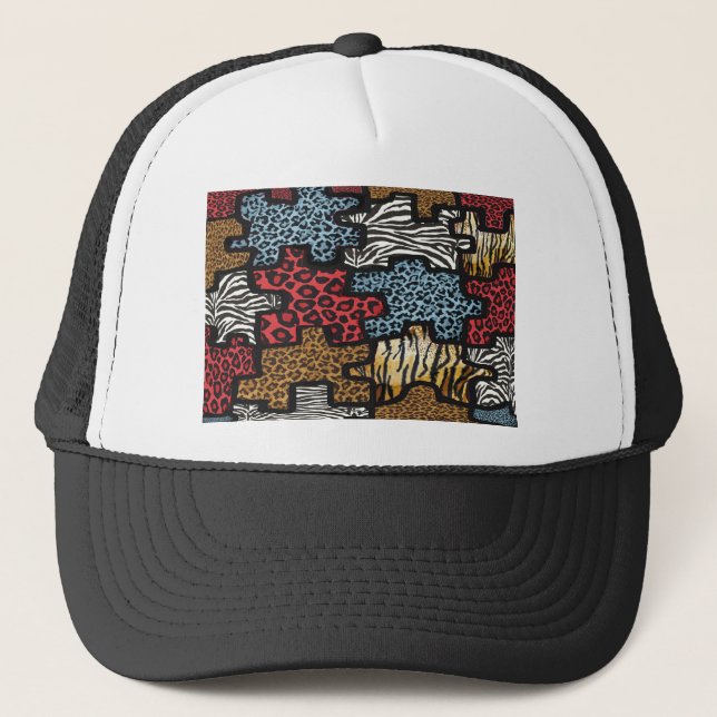 Gorra De Camionero Regalos de estampado de rompecabezas de leopardo d (Anverso)