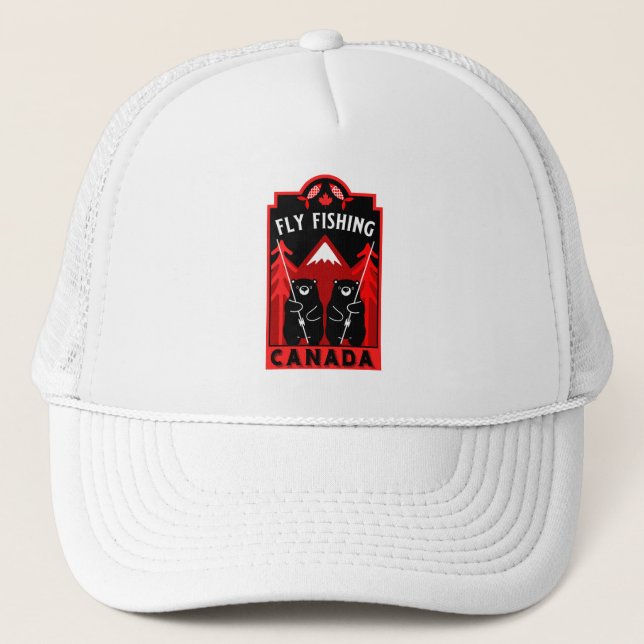 Gorra De Camionero Regalos de pesca con mosca en Canadá (Anverso)