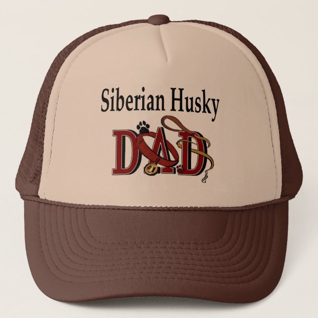 Gorra De Camionero Regalos Siberian Husky Dad (Anverso)