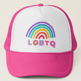 Gorra De Camionero Regenbogen gemalt mit Schrift LGBTQ