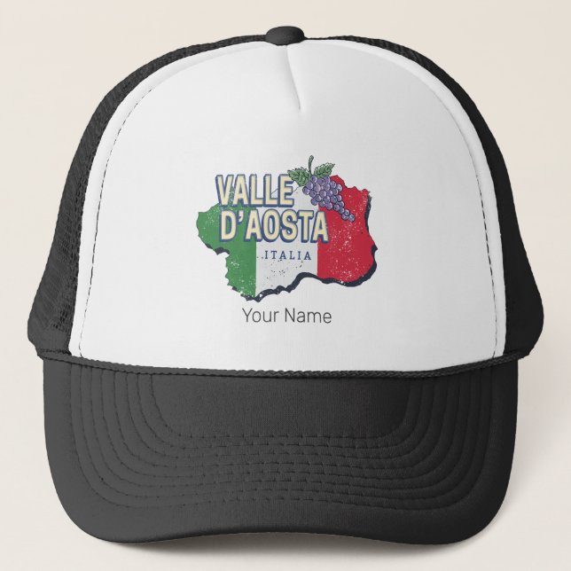 Gorra De Camionero Región del Valle de Aosta Italia Mapa de recuerdo  (Anverso)