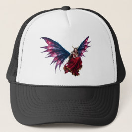 Gorra De Camionero Reina Hada de Fantasía Oscura con Alas de Mariposa