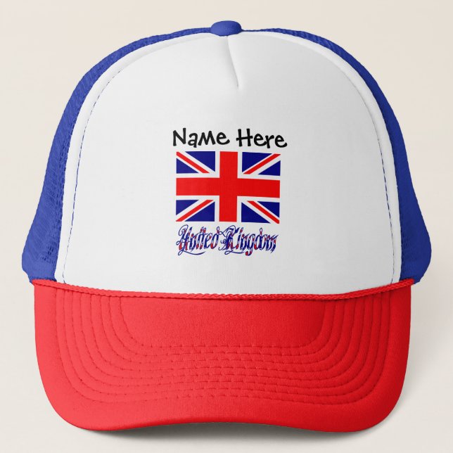 Gorra De Camionero Reino Unido y la bandera británica personalizada (Anverso)