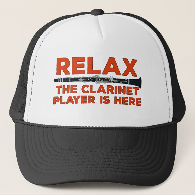 Gorra De Camionero Relájese El Clarinet Player está aquí (Anverso)