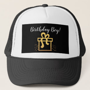 Gorra De Camionero Relieve metalizado de Faux Black and Gold de Birda