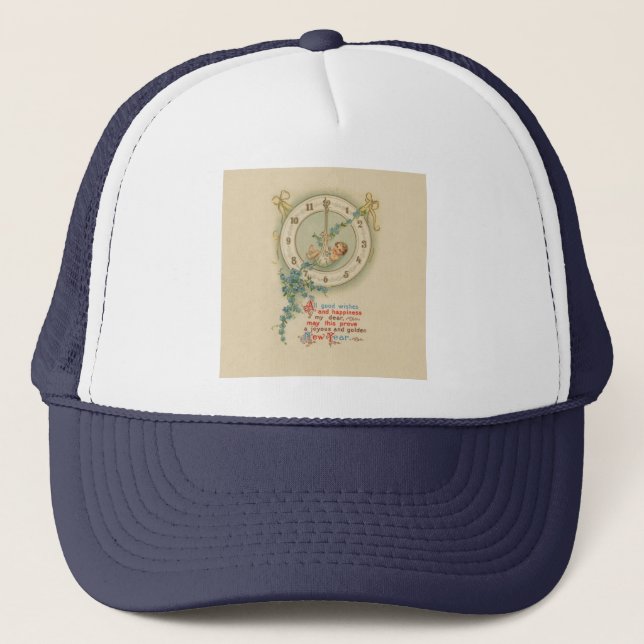 Gorra De Camionero Reloj Antiguo Bebé de Año Nuevo (Anverso)