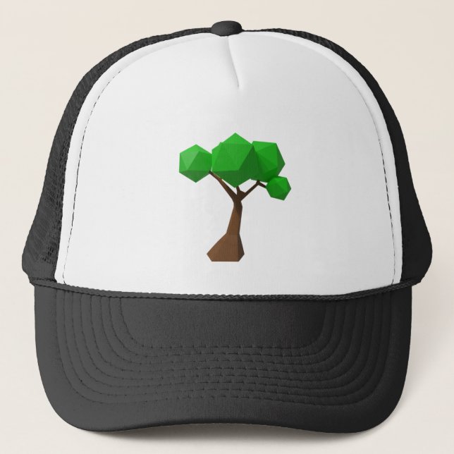 Gorra De Camionero Renderización de árbol de polo bajo (Anverso)