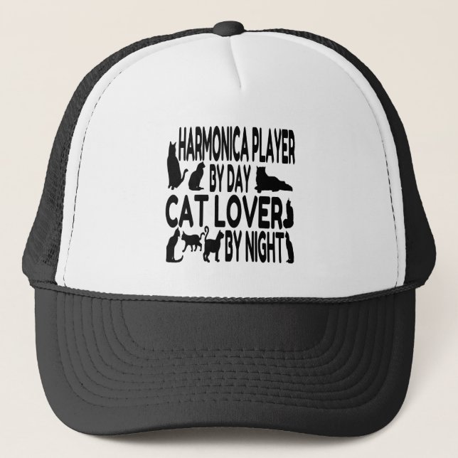 Gorra De Camionero Reproductor de Cat Lover Harmonica (Anverso)