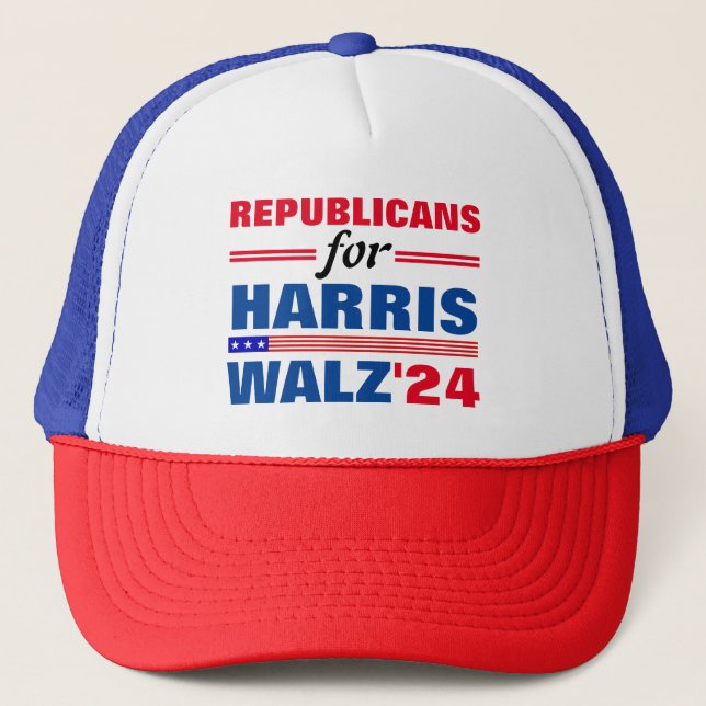 Gorra De Camionero Republicanos por Harris Walz azul rojo (Anverso)