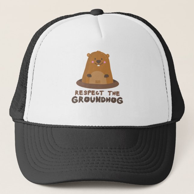 Gorra De Camionero Respecto lindo el día de la marmota de la marmota (Anverso)