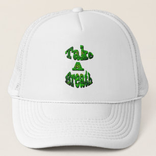 Gorra De Camionero Respira, Escrito En Verde,