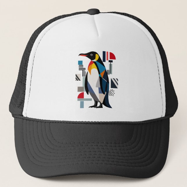 Gorra De Camionero Resumen Diseño de pingüino geométrico (Anverso)