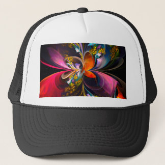 Gorra De Camionero Resumen floral moderno Patrón azul rojo del arte #