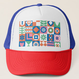 Gorra De Camionero Resumen Patrón folclórico escandinavo floral