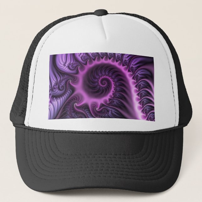Gorra De Camionero Resumen Vivid Guay Pink Purple Fractal Art Spiral (Anverso)