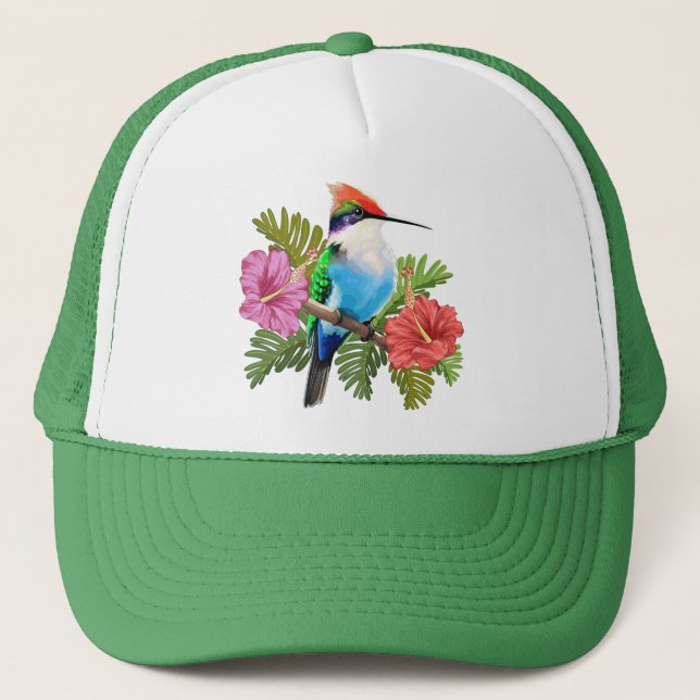 Gorra De Camionero Resurgimiento de colibríes e Hibiscuses (Anverso)