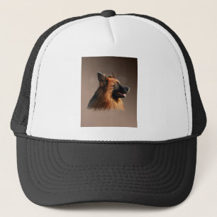 Gorra De Camionero Retrato de arte de la acuarela del perro pastor al