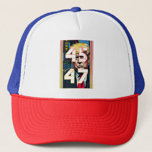 Gorra De Camionero Retrato de arte pop de Trump 45